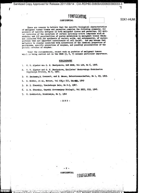 La CIA et la course secrète pour trouver un remède au cancer il y a plus de 60 ans