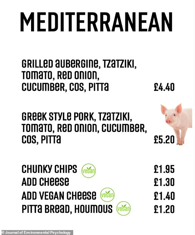 Des photos d'animaux sur les menus pour inciter les clients à choisir des plats végétariens